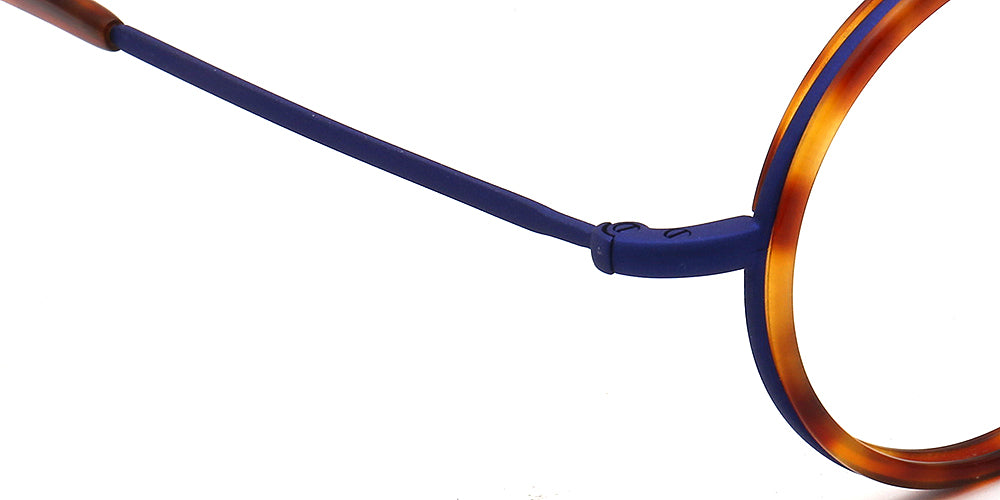 navy temple of round amber eyewear frames