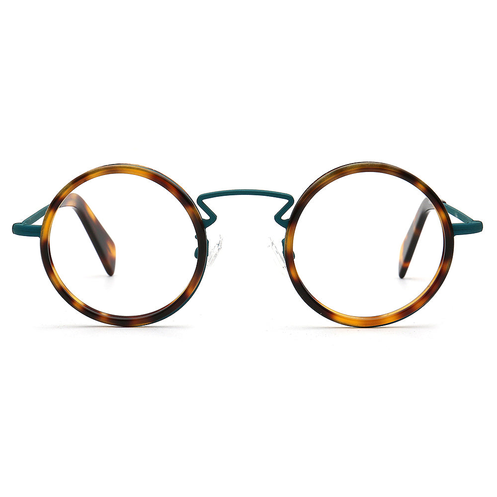 tortoise green round eyeglasses frames