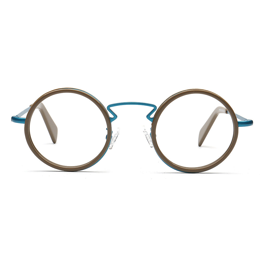 beige teal round eyeglasses frame