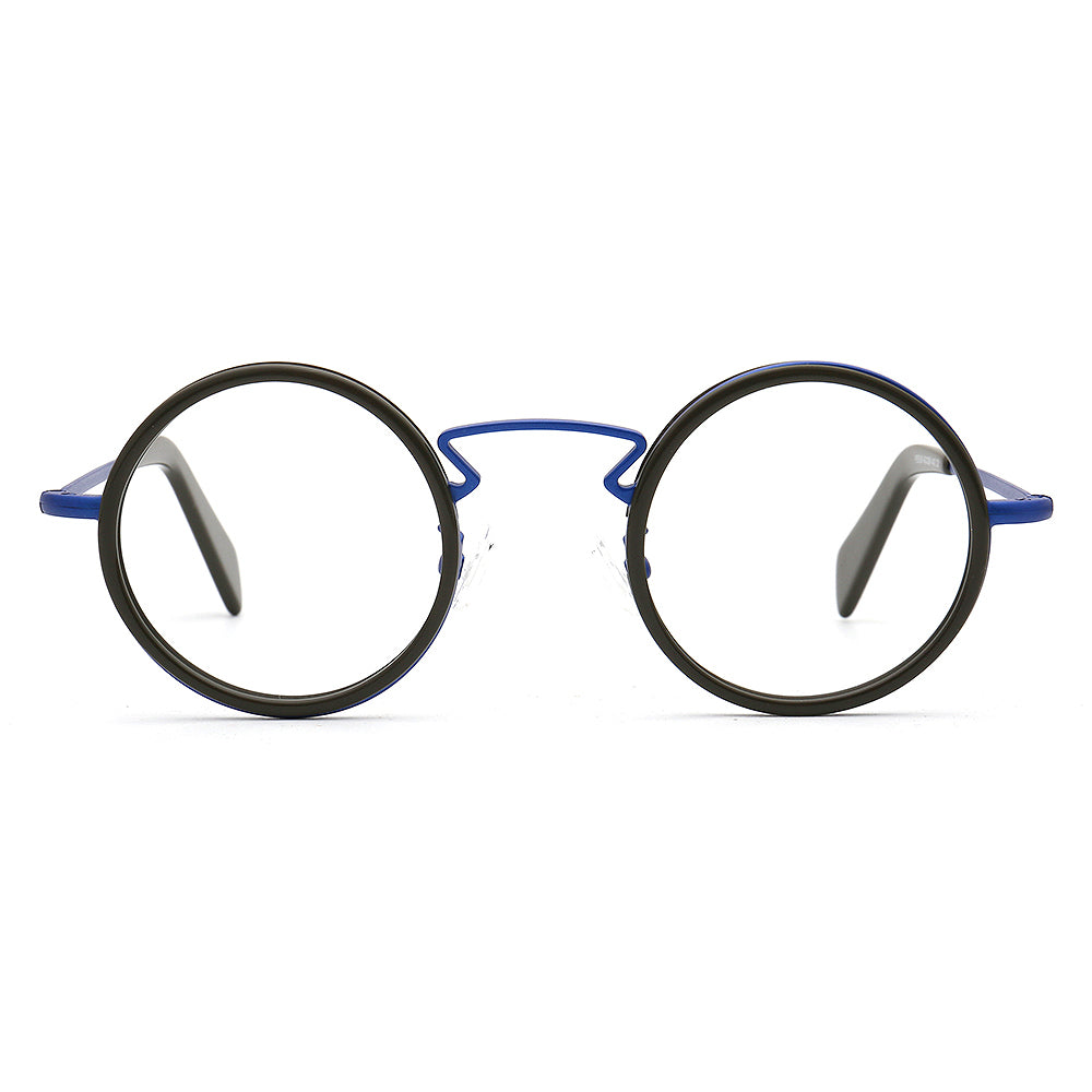 retro black navy round eyewear frames