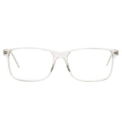 Clear rectangular eyeglasses on a white background