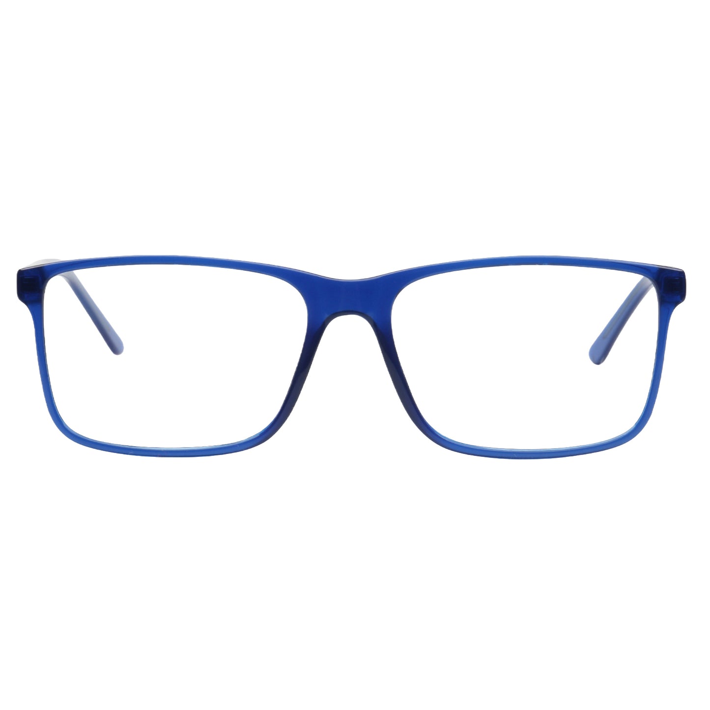 Blue eyeglasses on a white background