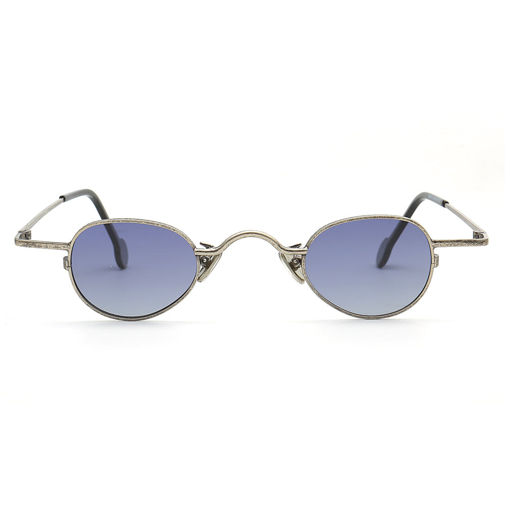 Front view of nerdy grey round polarized sunglasses
