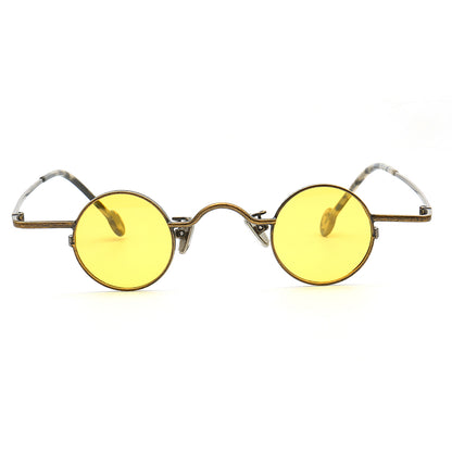yellow round metal sunglases polarized