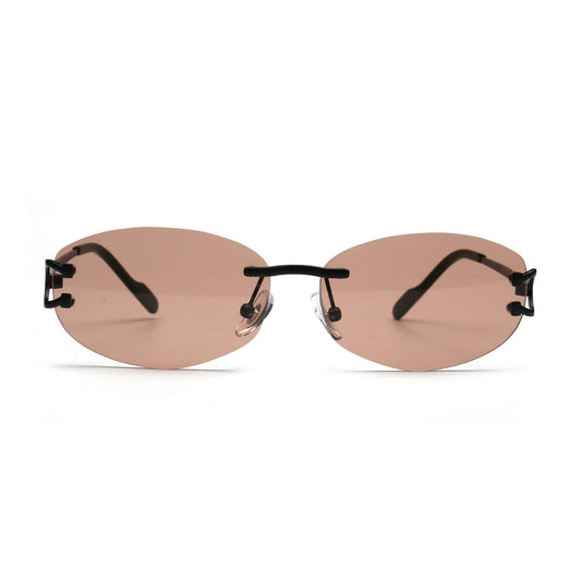 rimless sunglasses brown lens front