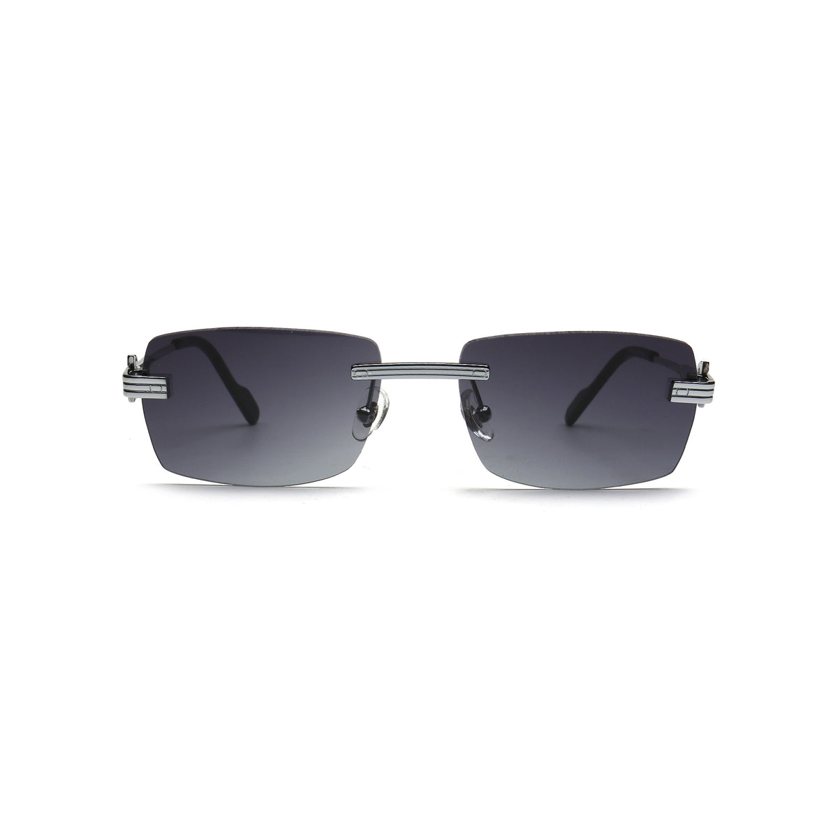 Black gradient rectangle rimless sunglasses front view