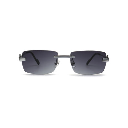 Black gradient rectangle rimless sunglasses front view