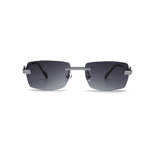 Black gradient rectangle rimless sunglasses front view