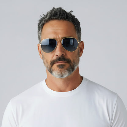 Dean | Vintage Pilot Memory Metal Mens Sunglasses | Classic Polarized Sun Glasses UV400