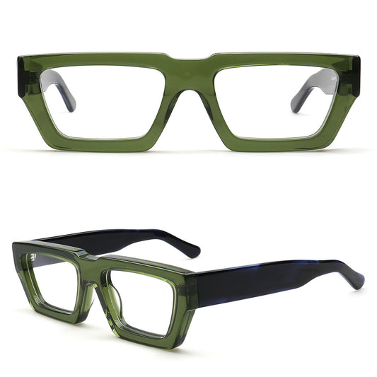 stylish olive rectangle funky glasses frames