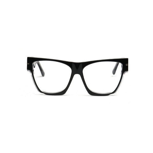 Sienna black clear oversized square cat eye eyeglasses front view
