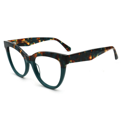 Cat76 C1 green tortoise cat eye eyeglasses angle view