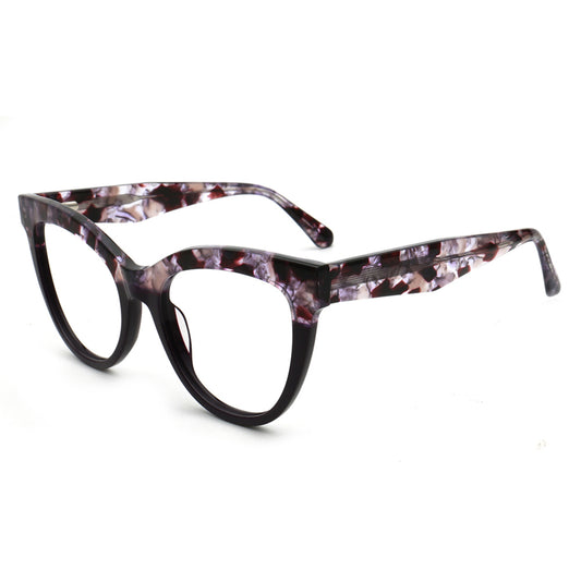 Cat76 C2 purple tortoise cat eye eyeglasses angle view