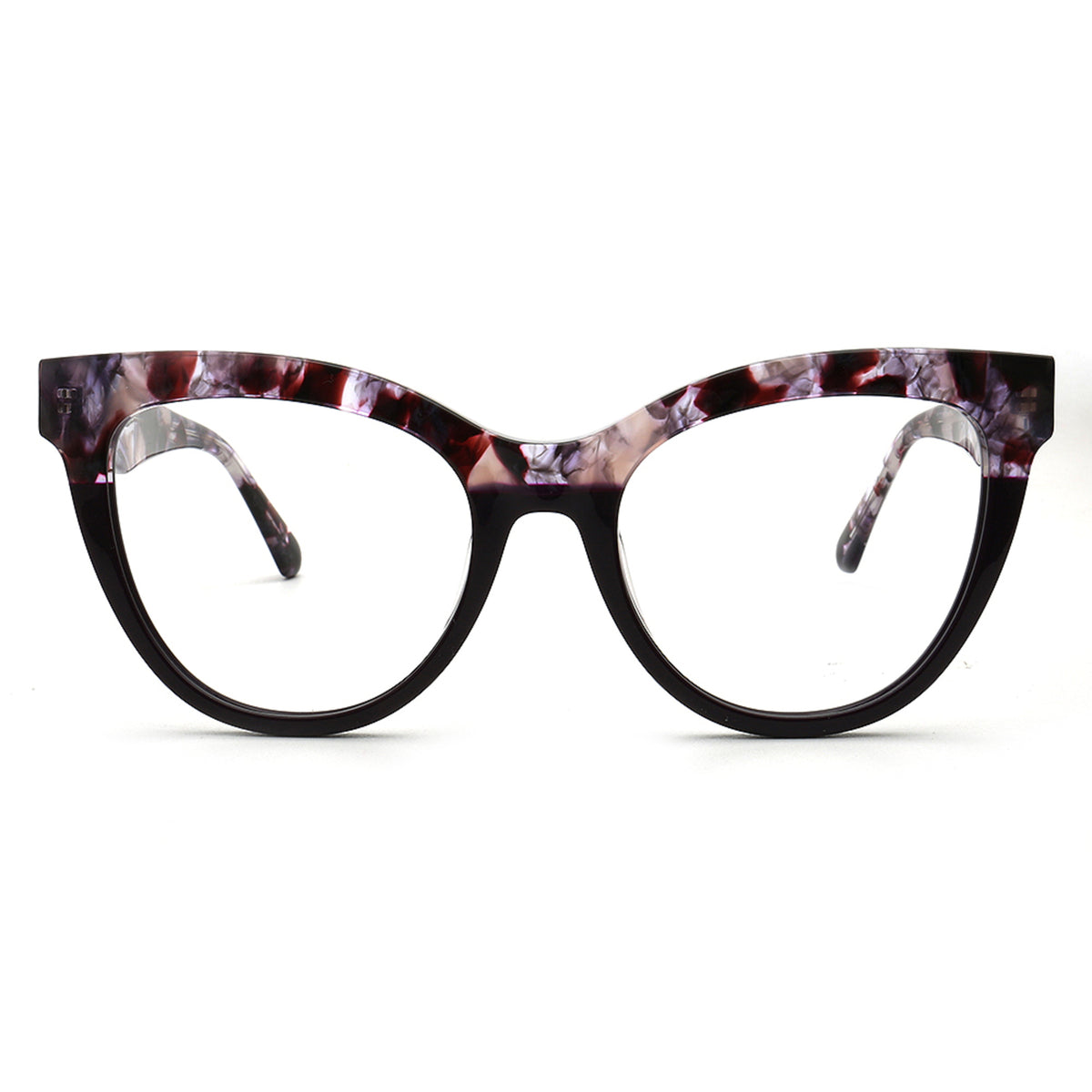 Cat76 C2 purple tortoise cat eye eyeglasses front view