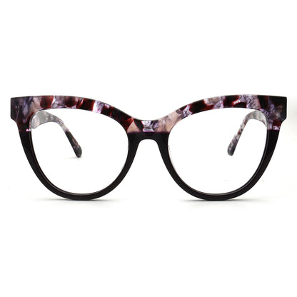 Cat76 C2 purple tortoise cat eye eyeglasses front view