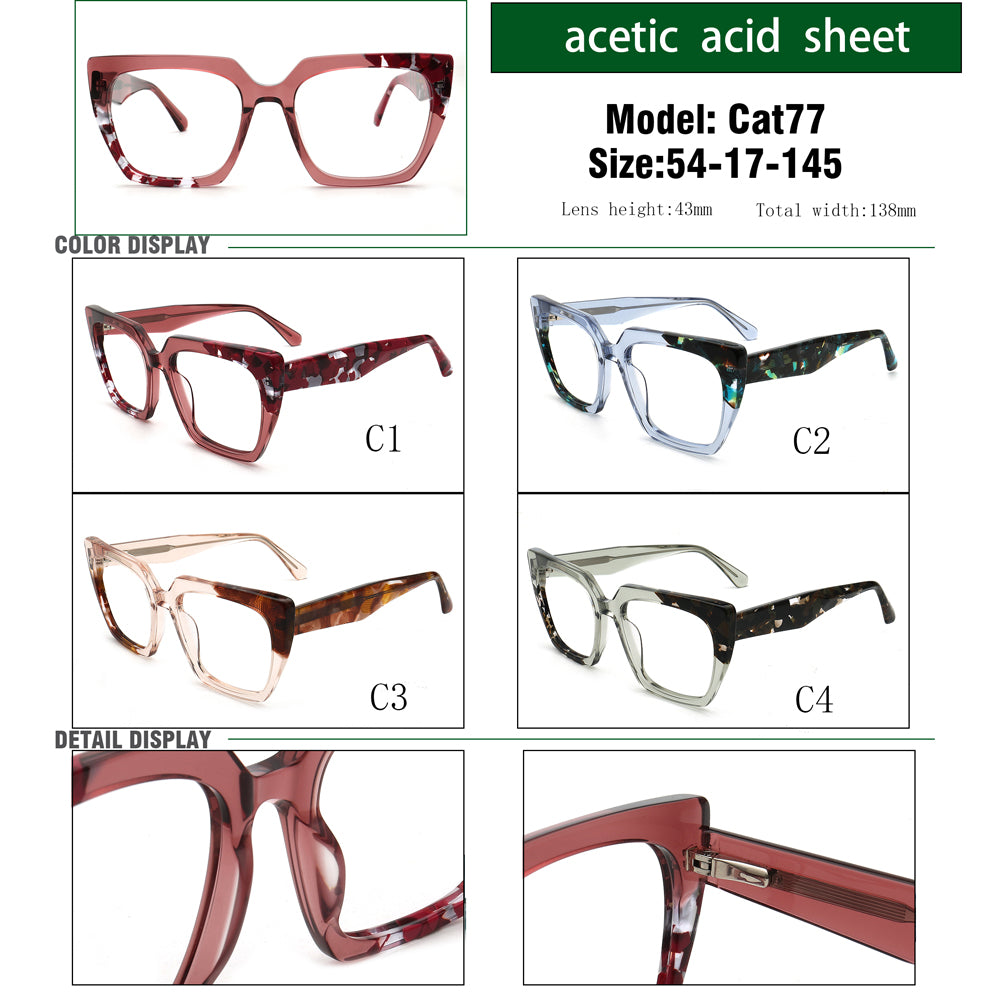 crystal transparent tortoise floral oversize eyeglasses frames for women