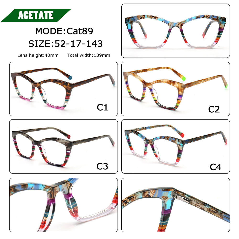 Mia | Womens Cat Eye Striped Glasses Frames