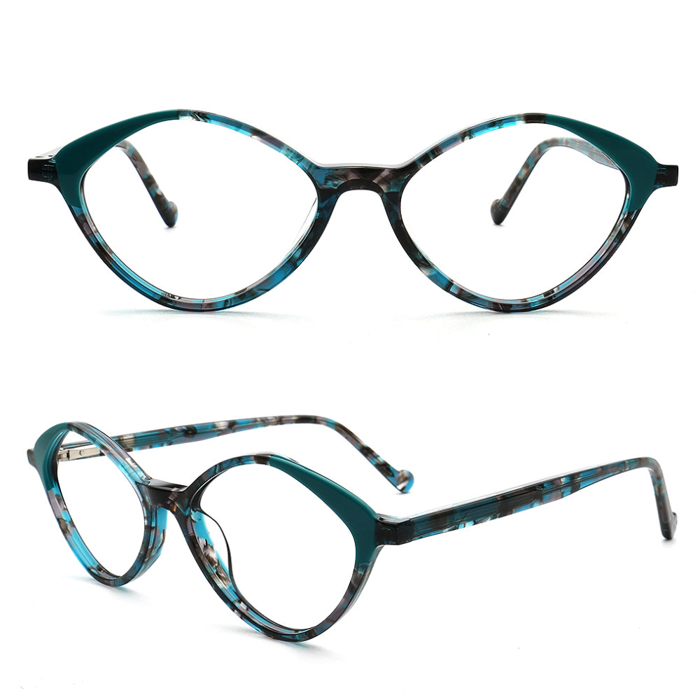 Bella | Modern Diamond Shape Floral Optical Eyeglass Frames | Womens Retro Tortoise Geometric Spectacles