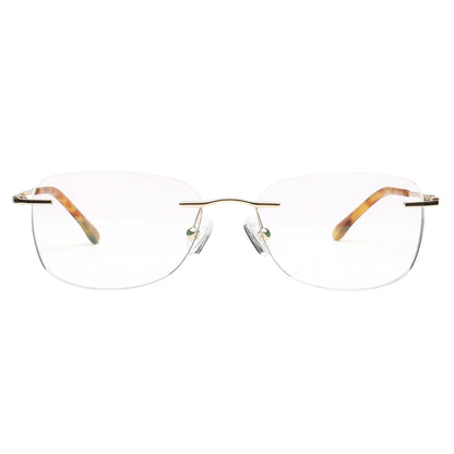 H6703 C1 gold rimless eyeglasses front