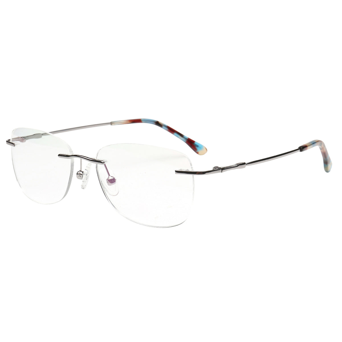 H6703 C2 gunmetal rimless eyeglasses angle
