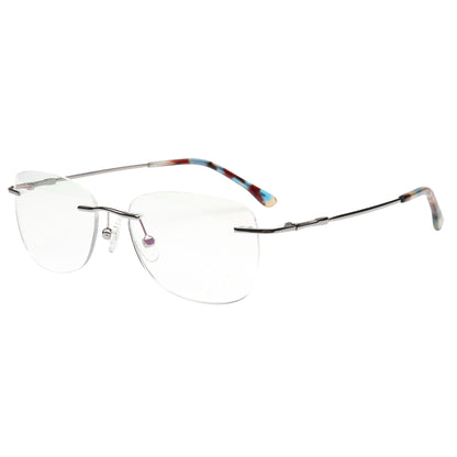 H6703 C2 gunmetal rimless eyeglasses angle