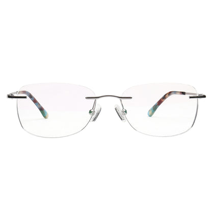 H6703 C2 gunmetal rimless eyeglasses front