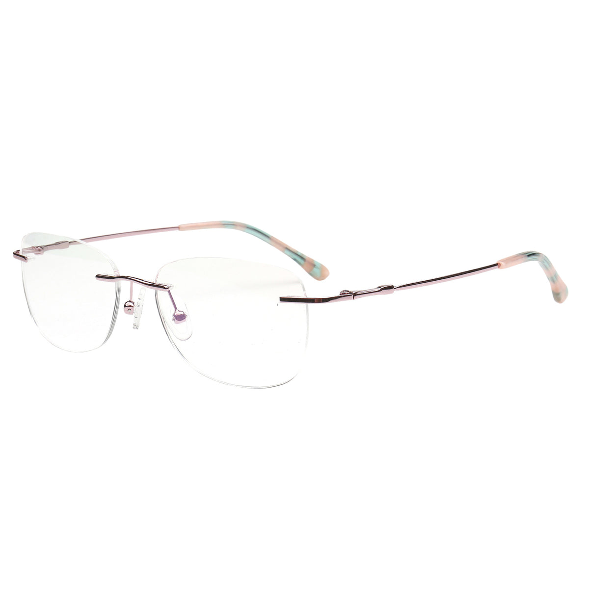 H6703 C3 rose gold rimless eyeglasses angle
