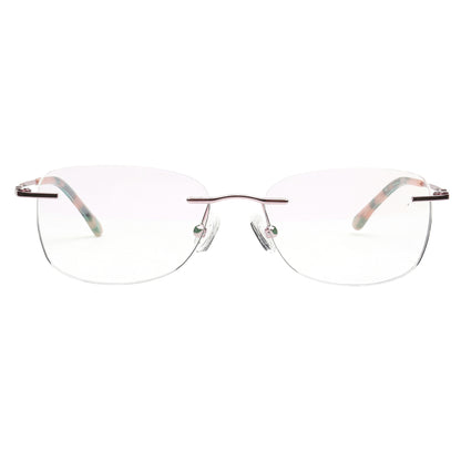 H6703 C3 rose gold rimless eyeglasses front