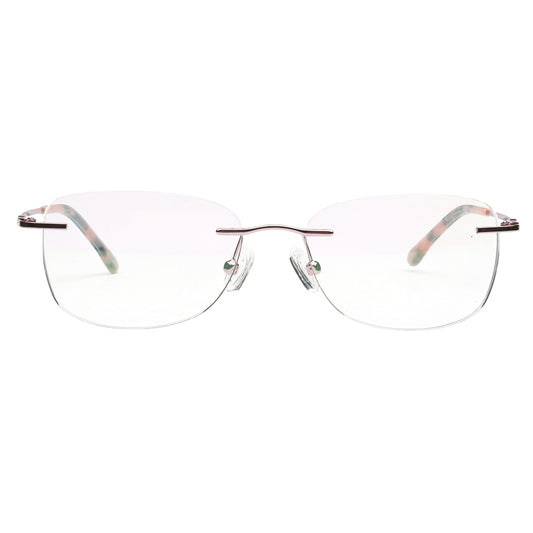 H6703 C3 rose gold rimless eyeglasses front
