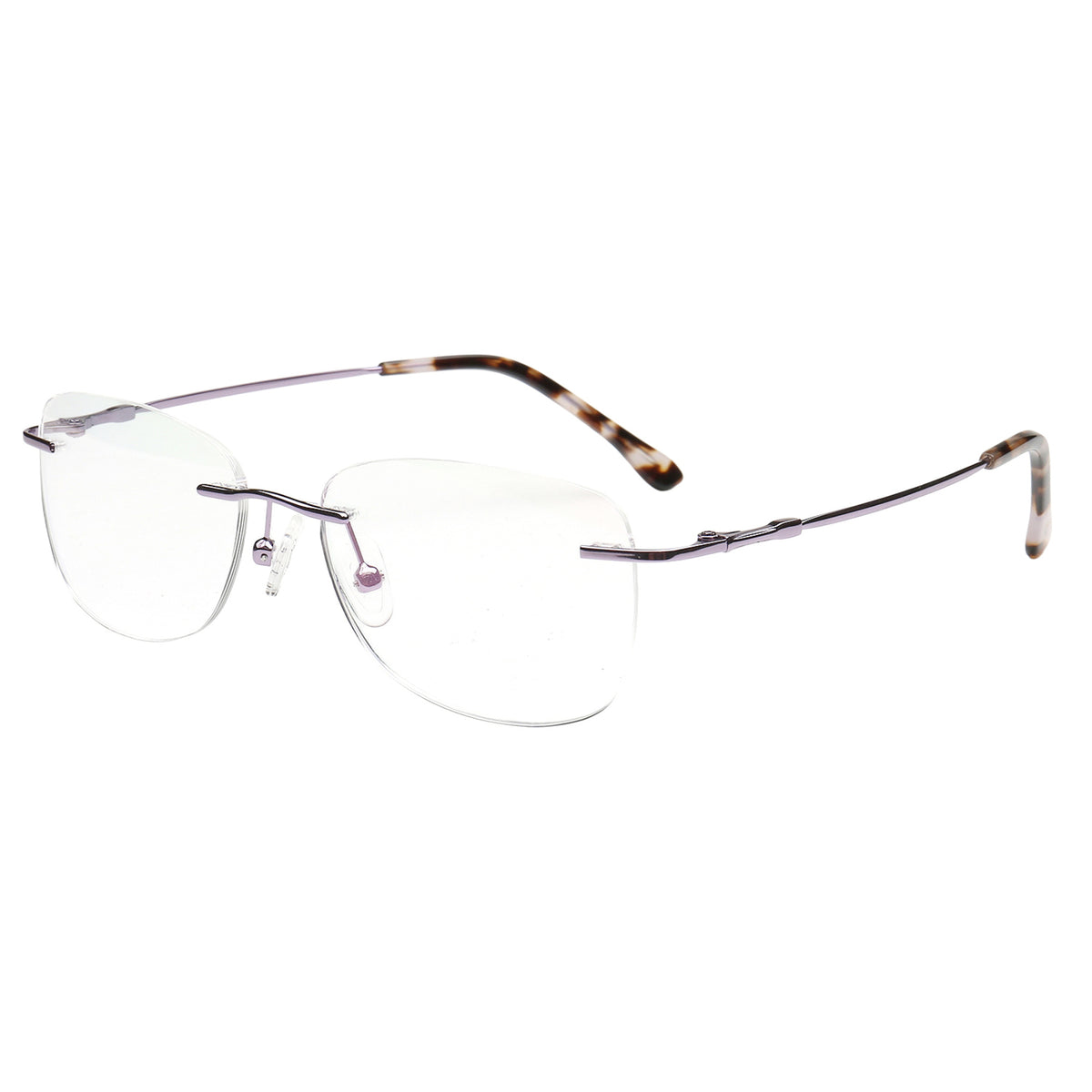 H6703 C4 lavender rimless eyeglasses angle