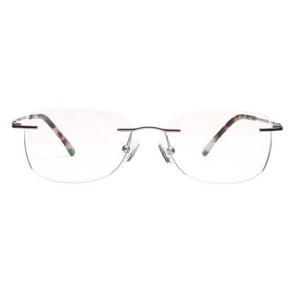 H6703 C4 lavender rimless eyeglasses front