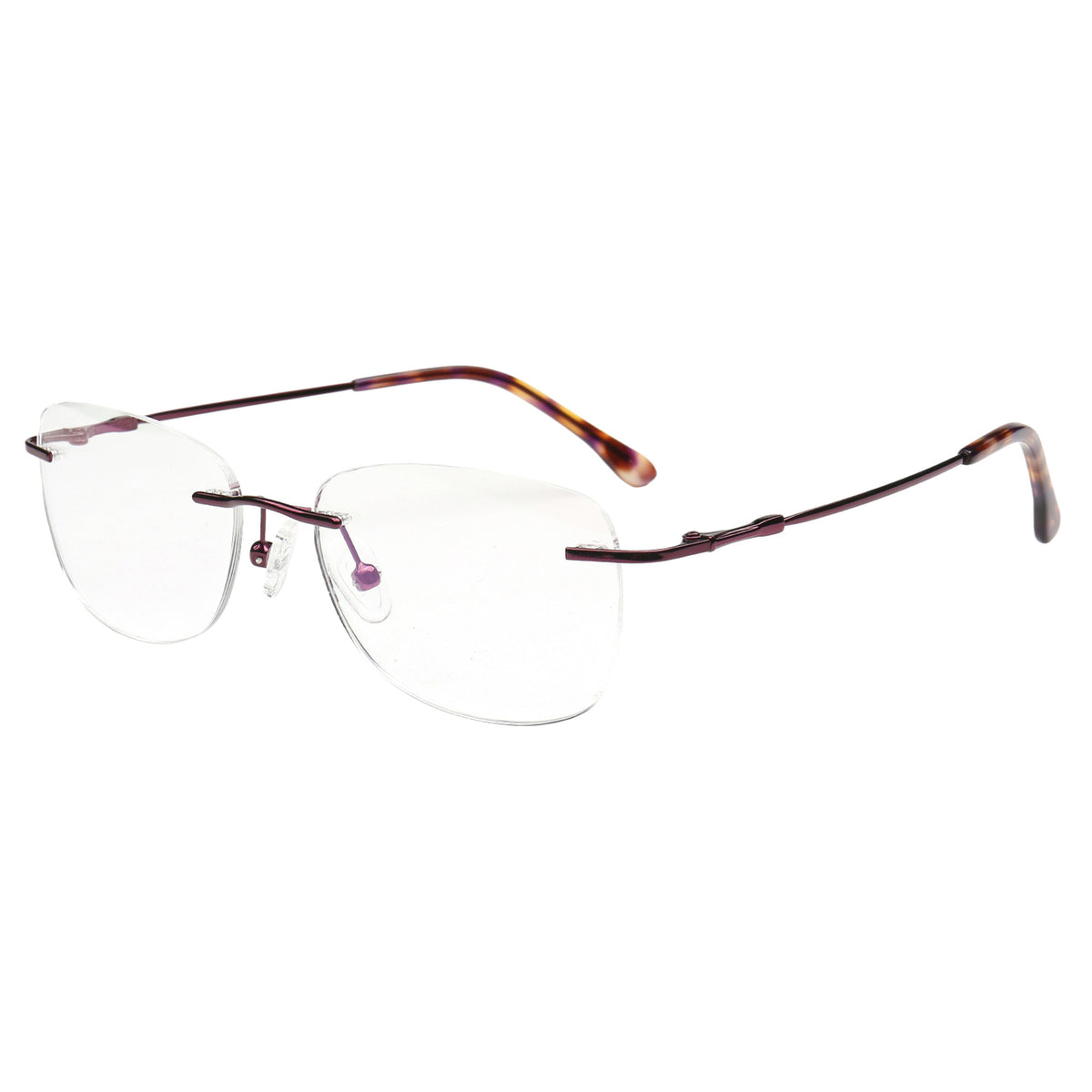 H6703 C5 burgundy rimless eyeglasses angle