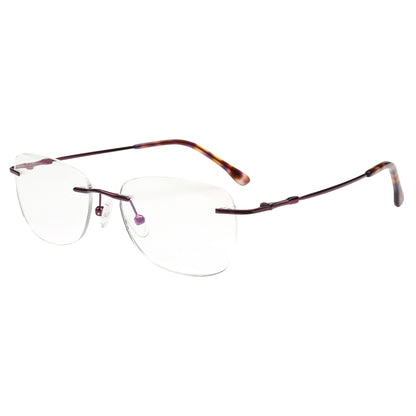 H6703 C5 burgundy rimless eyeglasses angle