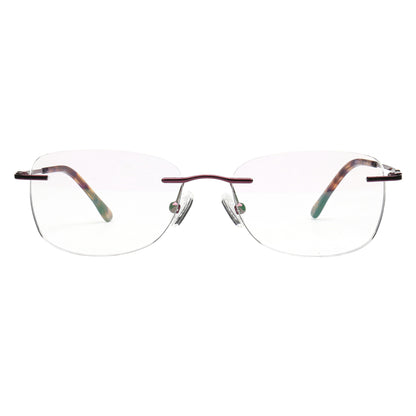 H6703 C5 burgundy rimless eyeglasses front