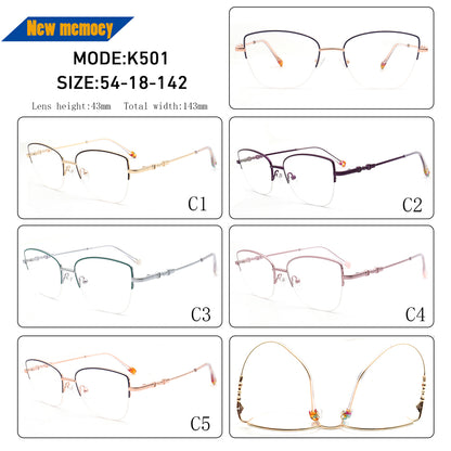 trendy cat eye semi rimless womens flexible eyeglasses frames