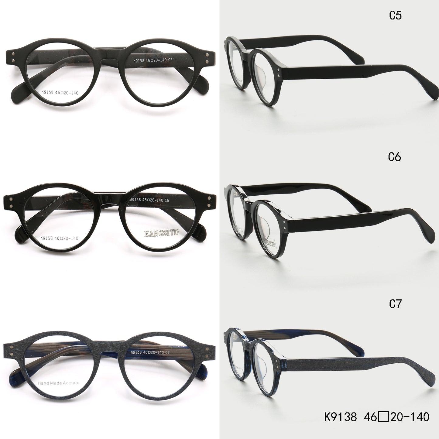 Round full rim acetate eyeglass frames