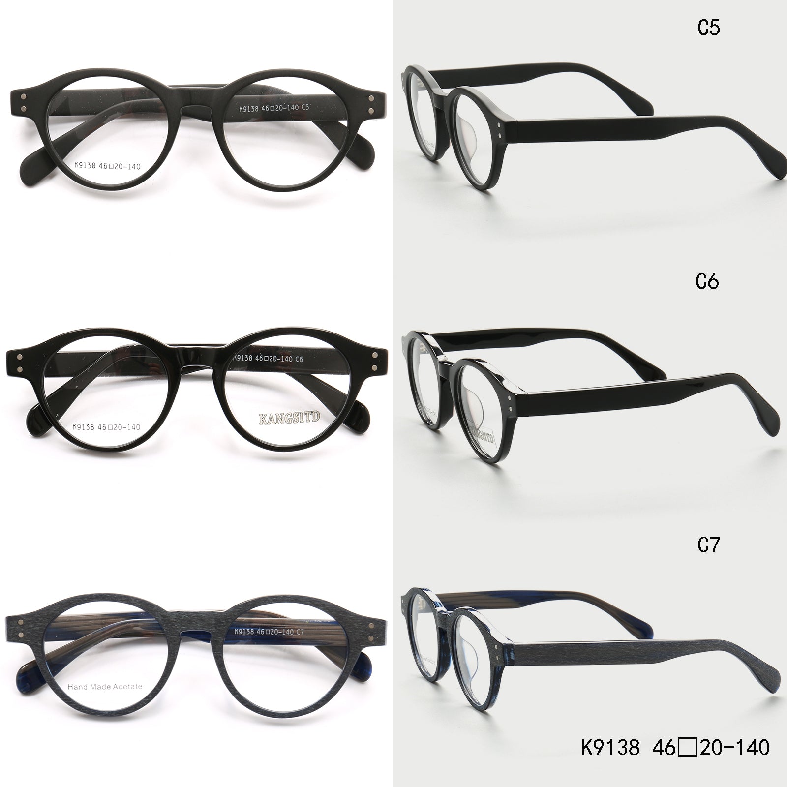 Round full rim acetate eyeglass frames