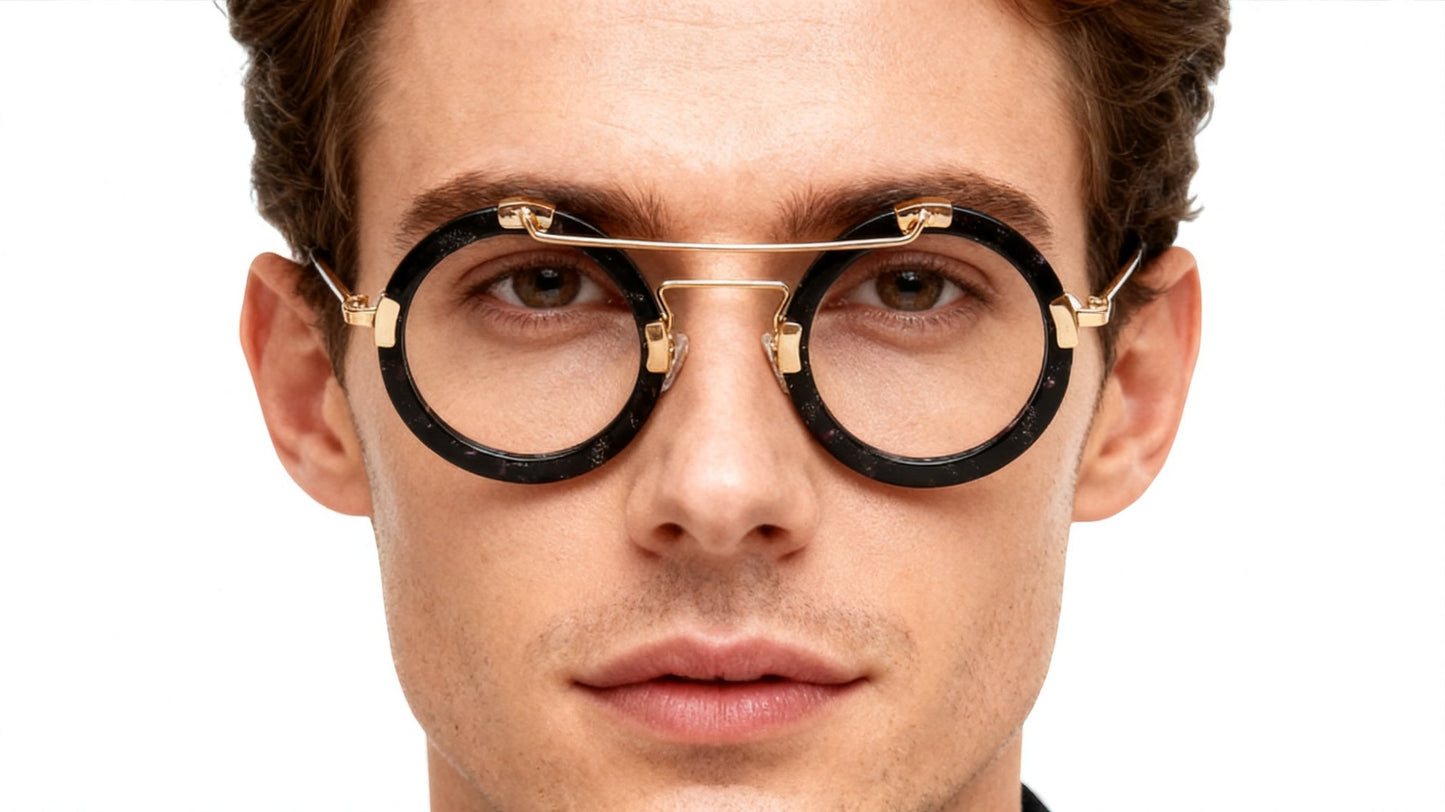 Altitud | Anteojos circulares retro para hombre | Gafas redondas Funky para mujer con montura de carey