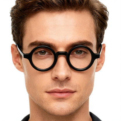 Jackson |  Retro Round Acetate Mens Eyeglass Frames | Stylish Transparent Vintage Eyewear Online