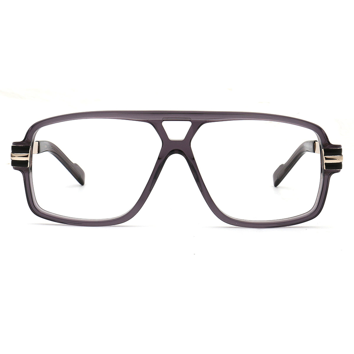 translucent smoke gray oversized square eyeglasses front view