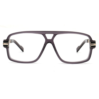 translucent smoke gray oversized square eyeglasses front view