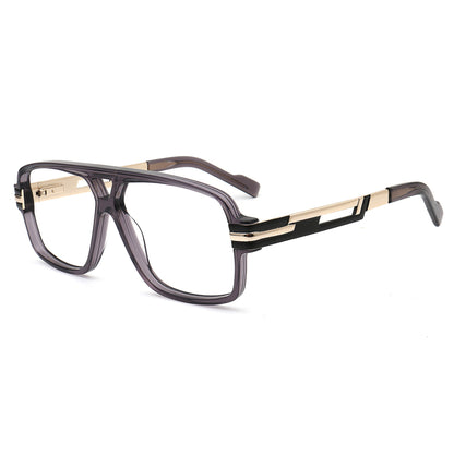 smoke gray acetate metal rectangular glasses side view