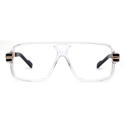 crystal clear oversized double bridge eyeglasses front view