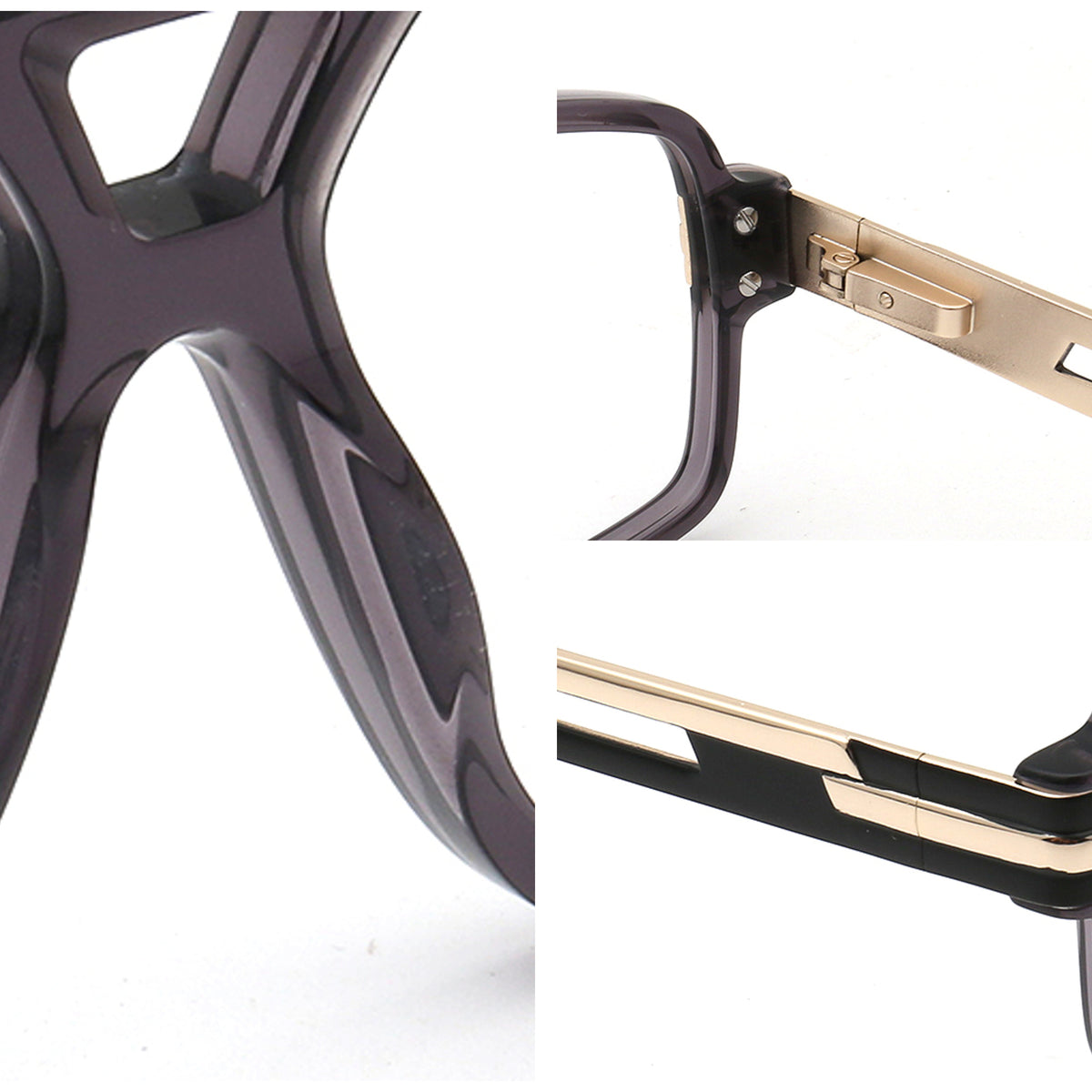 double bridge acetate eyeglasses with metal temple and hinge details