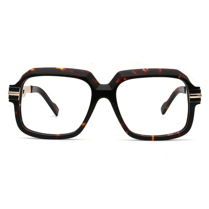 black tortoise oversized square acetate glasses front view
