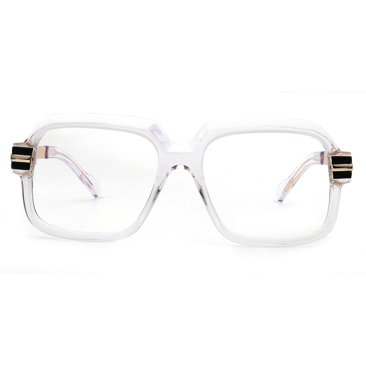 crystal clear oversized square acetate eyeglasses front view