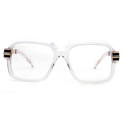 crystal clear oversized square acetate eyeglasses front view
