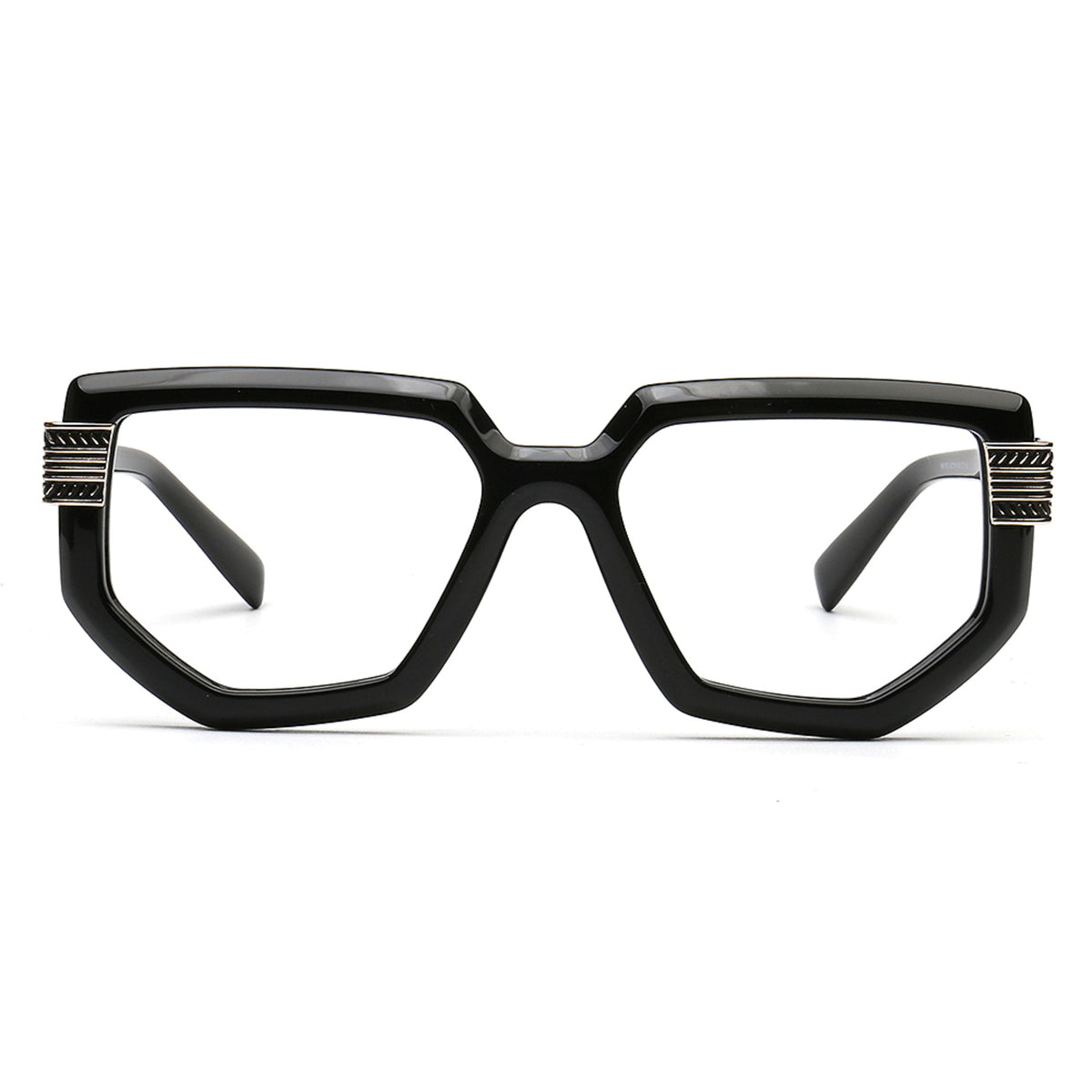 black geometric square eyeglasses for men front view