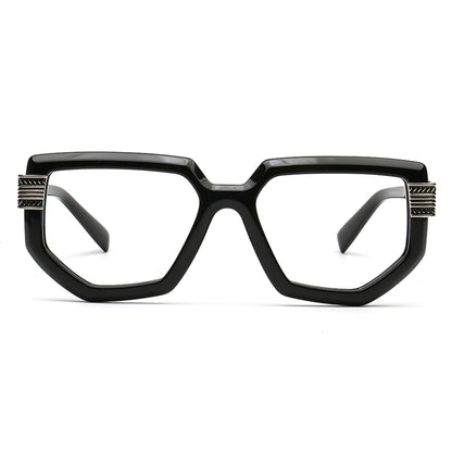 black geometric square eyeglasses for men front view