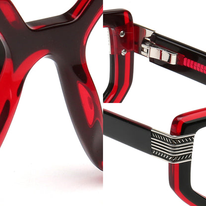 men's acetate eyeglasses bridge hinge and layered metal temple details